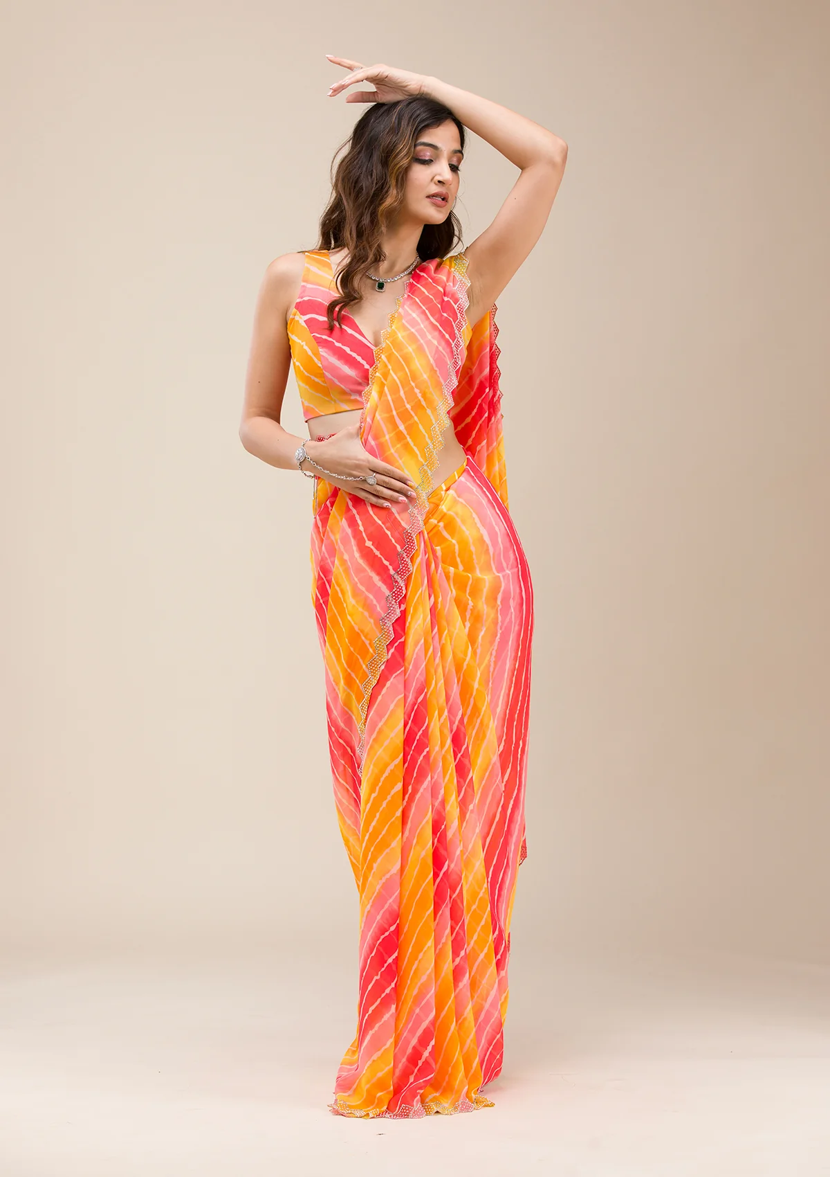 koskii-yellow-stonework-georgette-designer-saree-saus0038527_yellow_1_6.webp Yellow Stonework Georgette Saree - Image 1