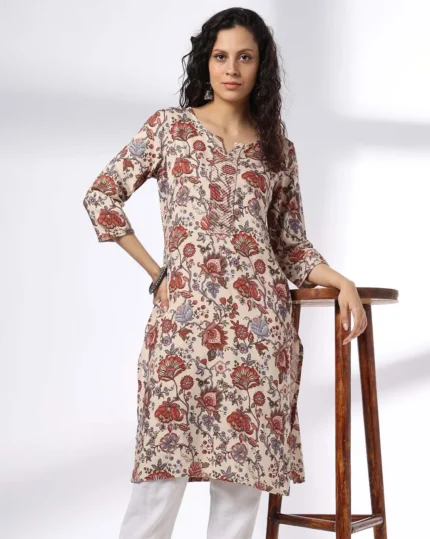 Women Floral Print Straight Kurta